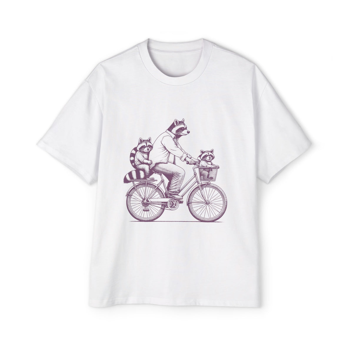 Racoon Ride Bicycle With Child Graphic Tee-INNBLAC Fashion Apparel