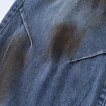 Retro Painted Barrel-Leg Denim Pants