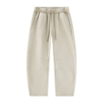 Vintage Washed Fleece‑Lined Elastic Waist Curved Leg Pants