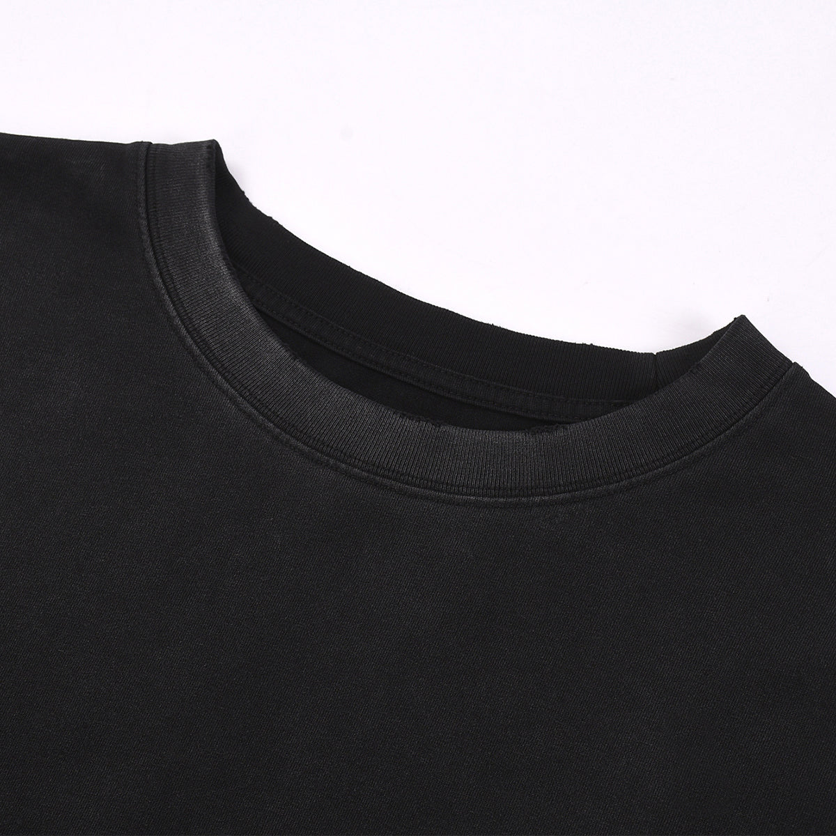 Black Washed Cotton Ripped Sweatshirt