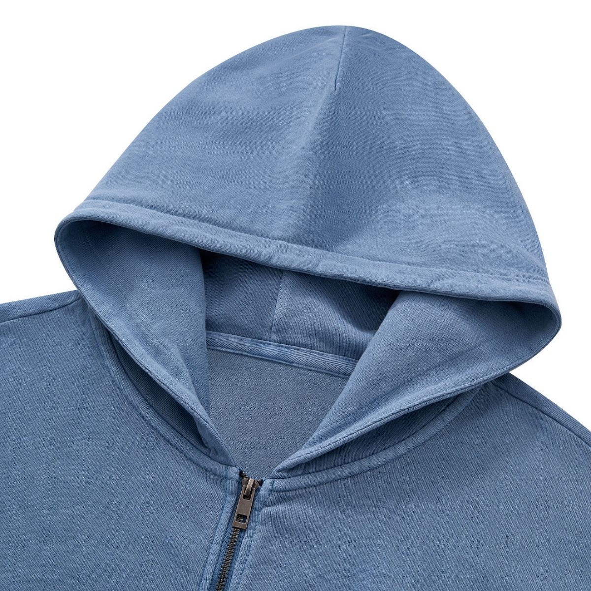 Vintage Washed Cotton Double‑Zip Hoodie