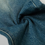 Distressed Metal Stud Wide-Leg Vintage Blue Jeans