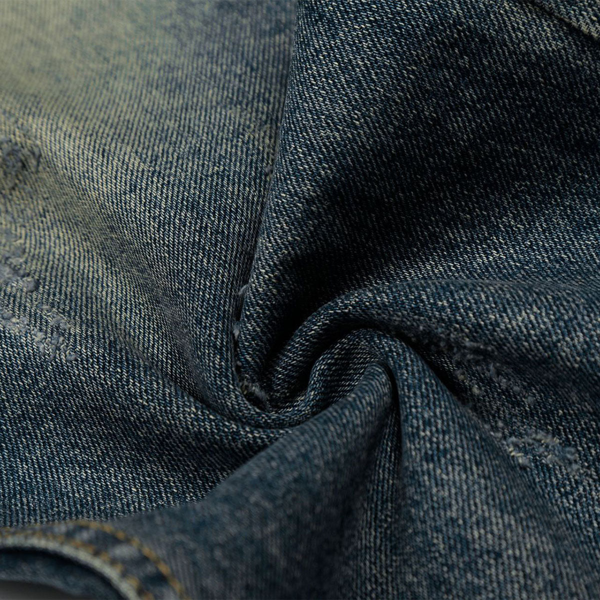 Vintage Dark Wash Faded Wide Denim