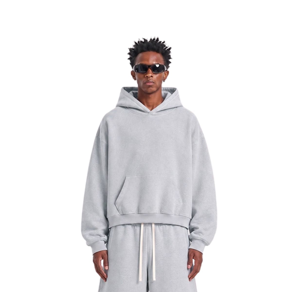 Boxy Flatlock Stitch Fleece Lined Hoodie