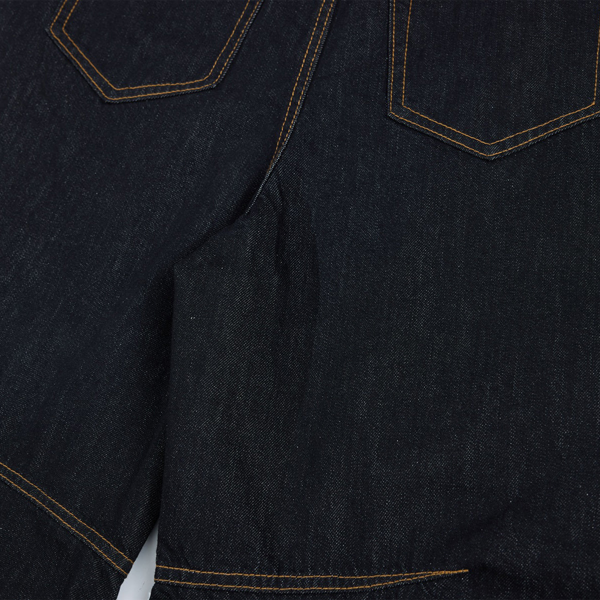 Premium Raw Denim Panel Stitch Wide-Leg Jeans