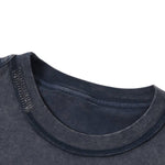 Camiseta destructiva de peso pesado con borde crudo de 10 oz