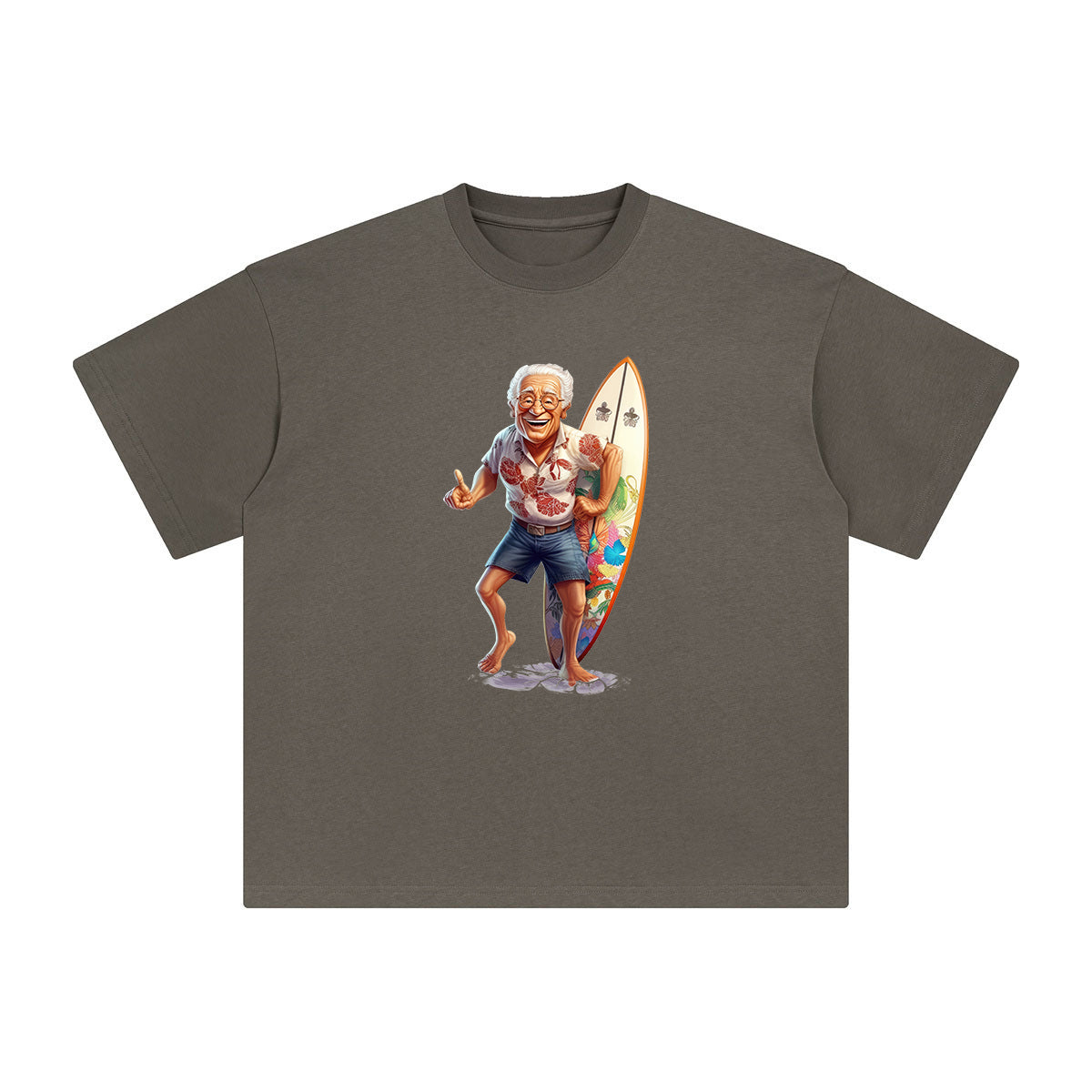 Grandpa Surfing Graphic Tee-INNBLAC Fashion Apparel