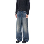 Vintage Splash Paint Washed Whisker Denim Pants
