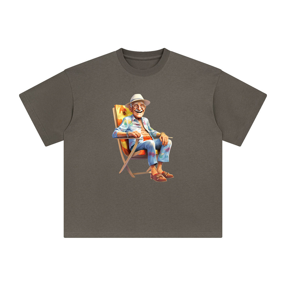 Grandpa Sitting On Beach Chair Graphic Tee-INNBLAC Fashion Apparel