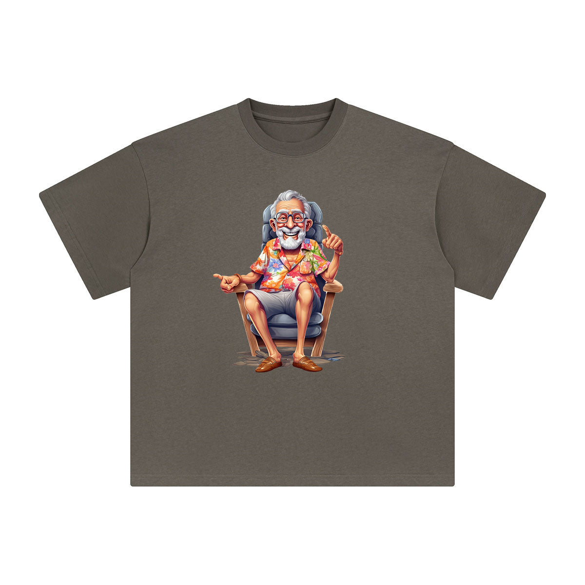 Grandpa Sitting On Beach Chair Graphic Tee-INNBLAC Fashion Apparel