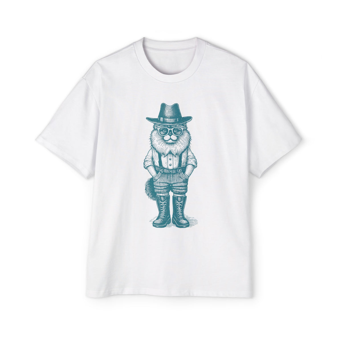 Cat Wearing Boots Glasses Graphic Tee-INNBLAC Fashion Apparel