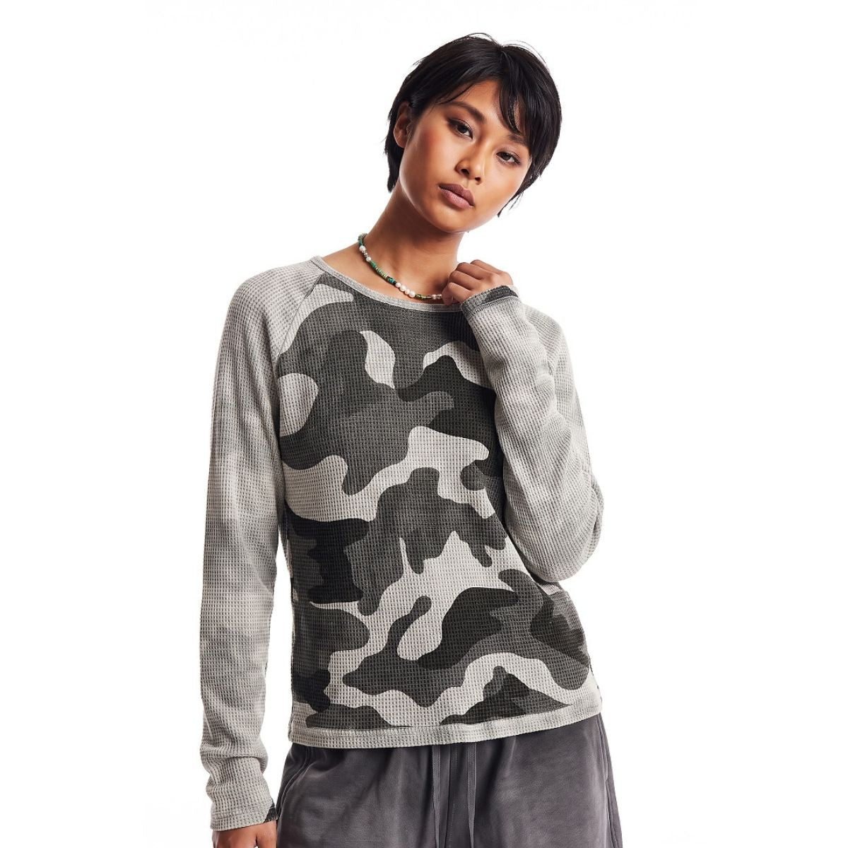 Reversible Double-Sided Waffle Camo Long Sleeve Shirt