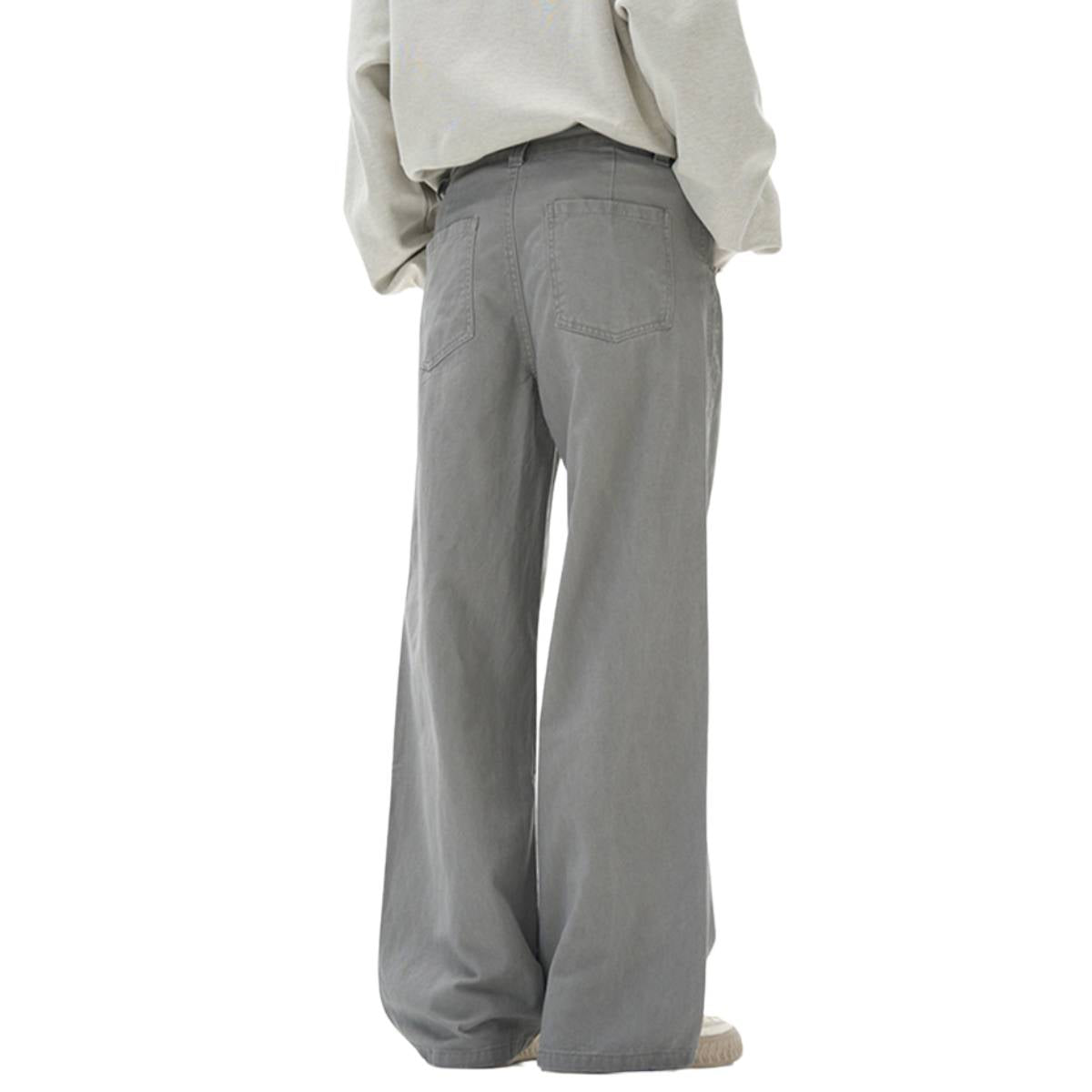 Vintage Washed High-Waist Relaxed Straight Wide-Leg Trousers