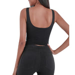 Knit Denim Corset Crop Fitted Tank