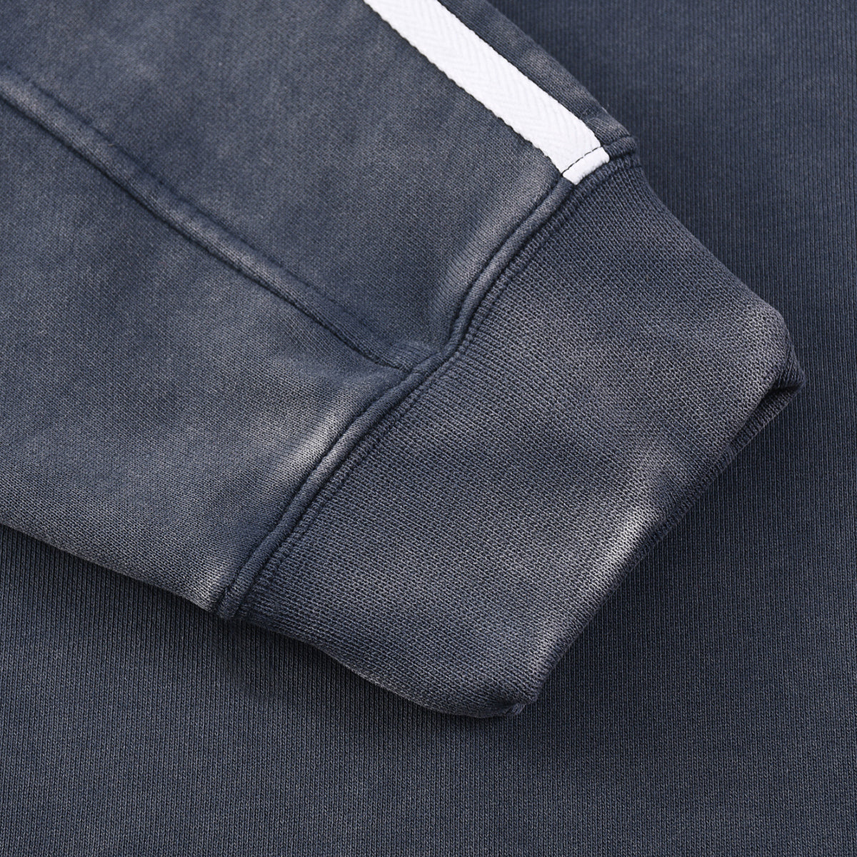 Contrast-Strap Sleeves Cotton Sweatshirt