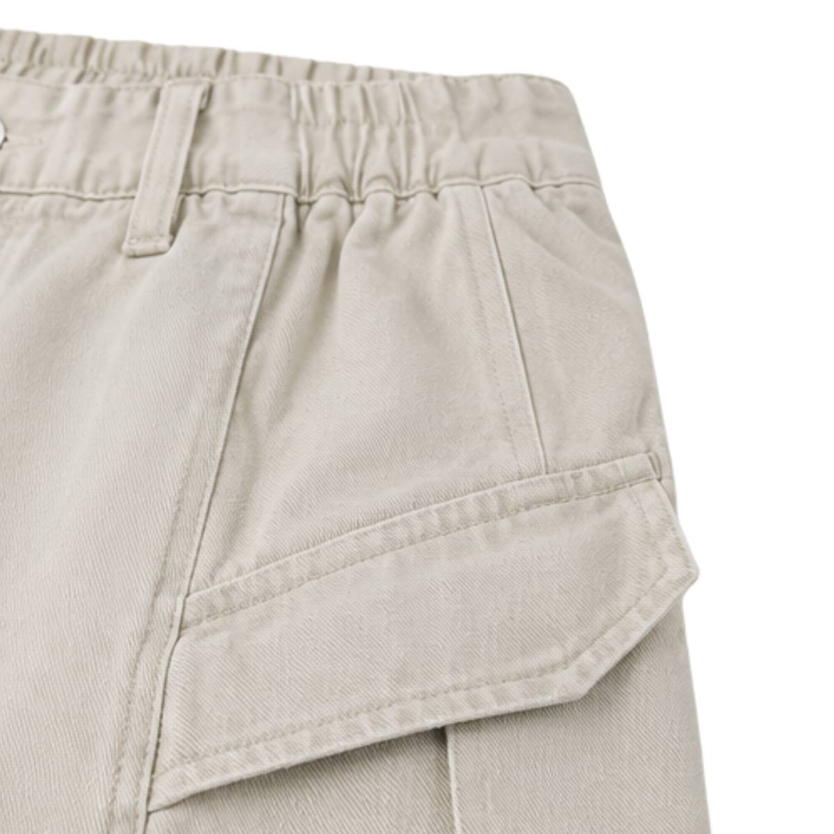Washed Solid Wide Relaxed Workwear Pants
