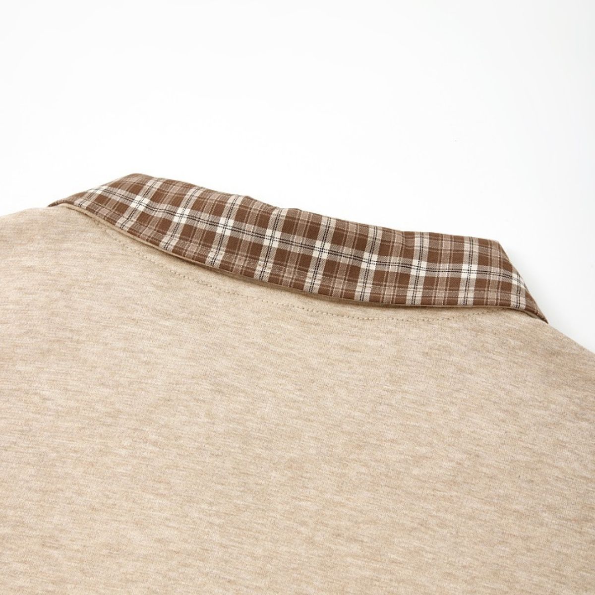 Quiet Luxury Old Money Color‑Contrast Plaid Half‑Zip Polo Sweatshirt