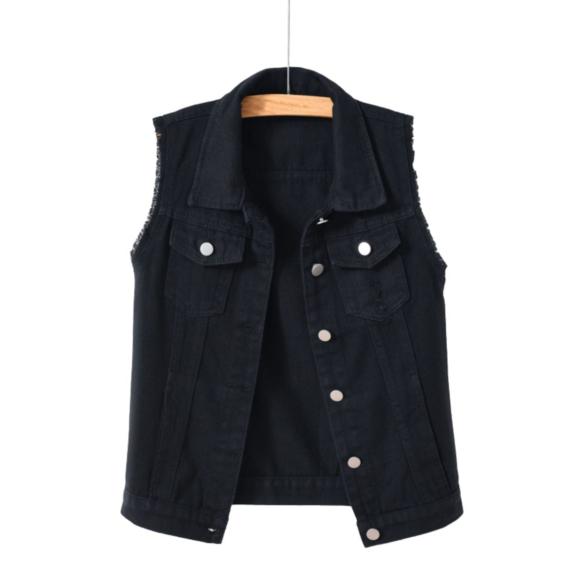 Women's Relaxed Fit Ripped Denim Vest