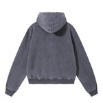 Boxy Cropped Stacked Sleeve Ripped Distressed Full Zip Hoodie