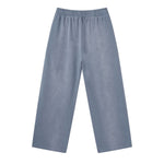 Monkey Wash Ripped Distressed Curved Wide Leg Cotton Sweatpants