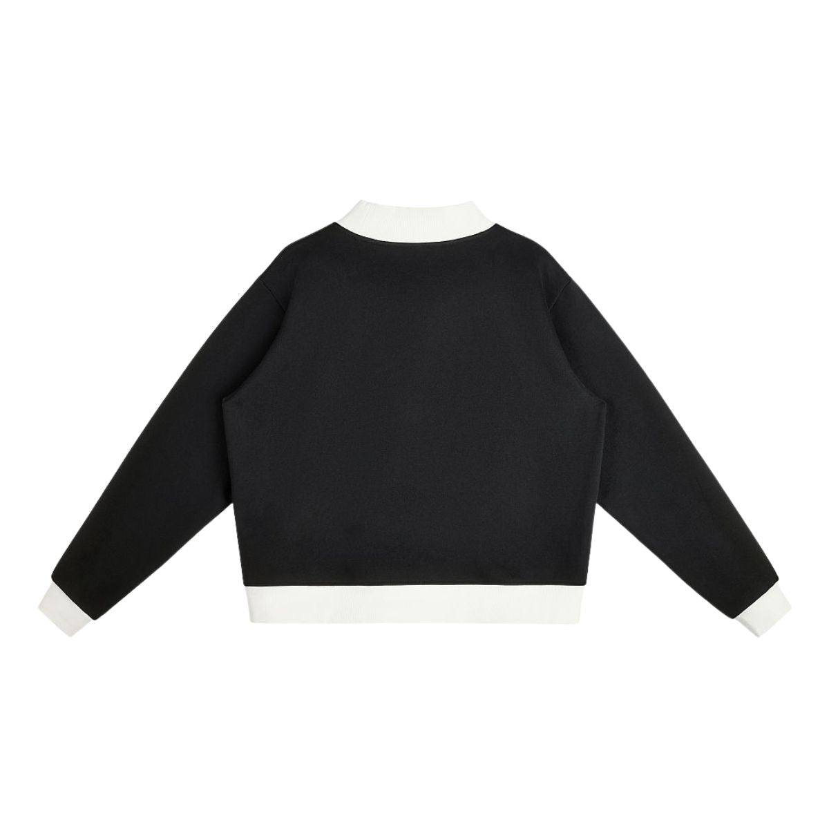 Mock Neck Sweatshirt With Contrast‑Color Stitching