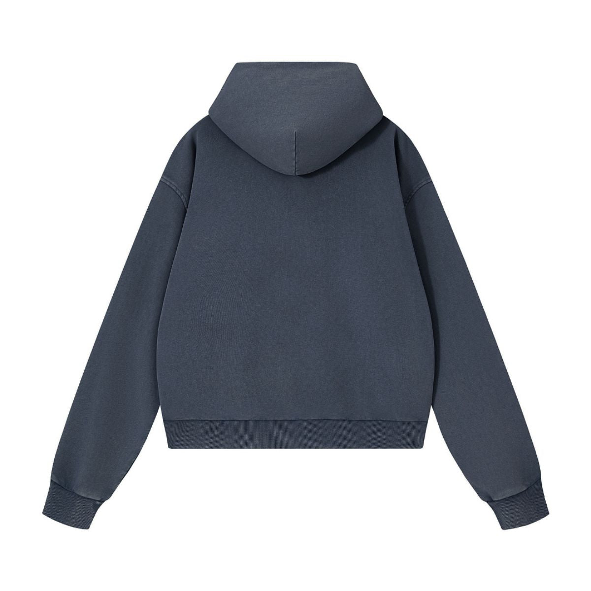 French Terry Washed Distressed Double‑Zip Hoodie