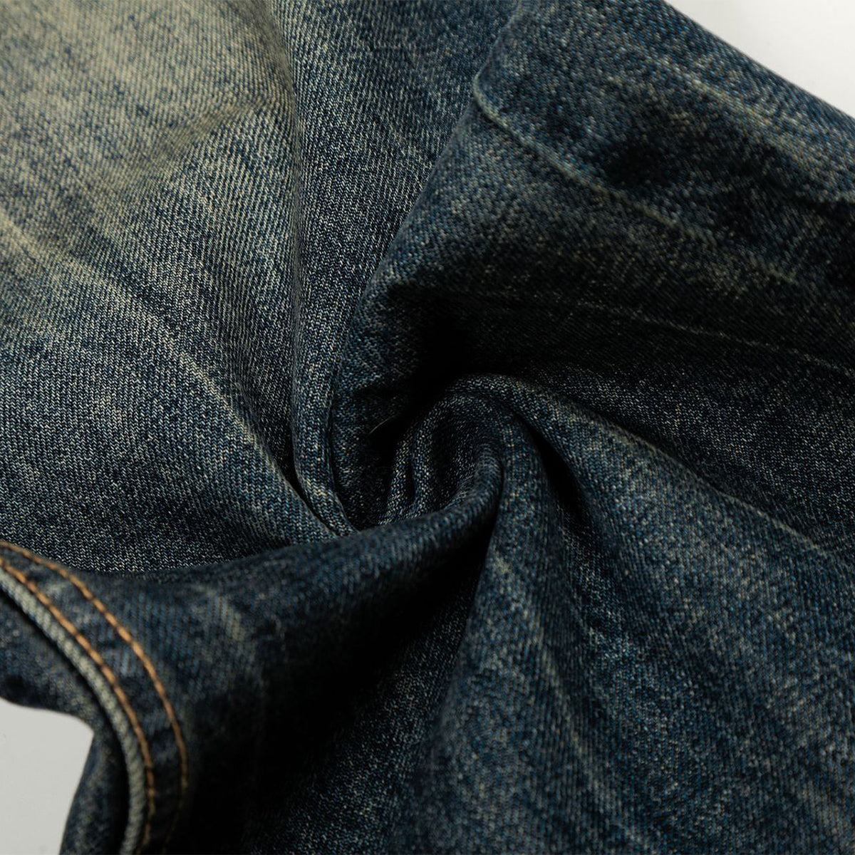 Whisker Fade Vintage High-Street Loose Blue Jeans