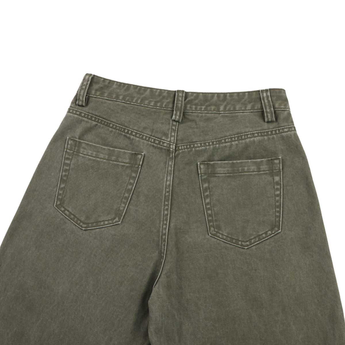 Vintage Washed Seam‑Detail Wide Leg Trousers