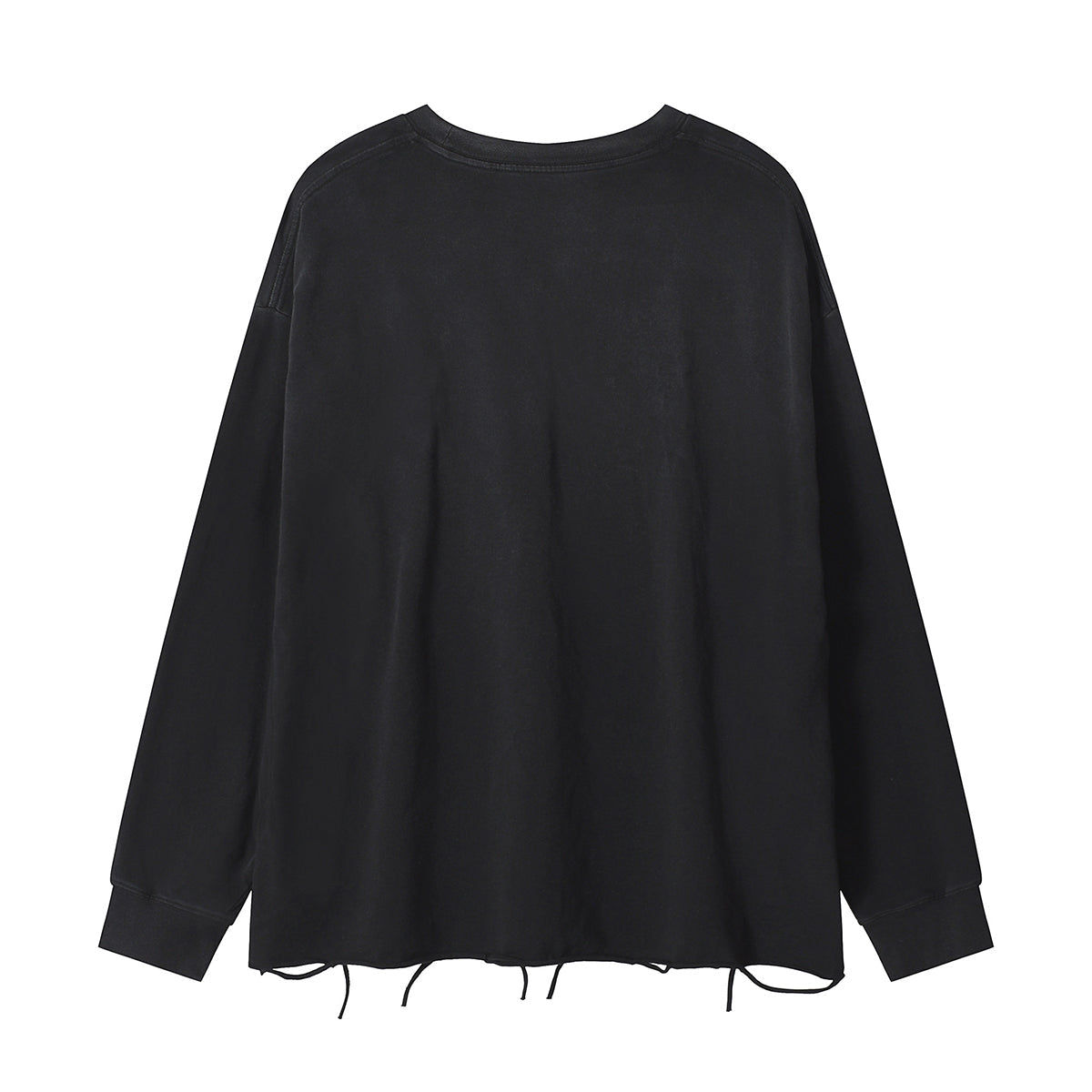 Black Washed Cotton Ripped Sweatshirt