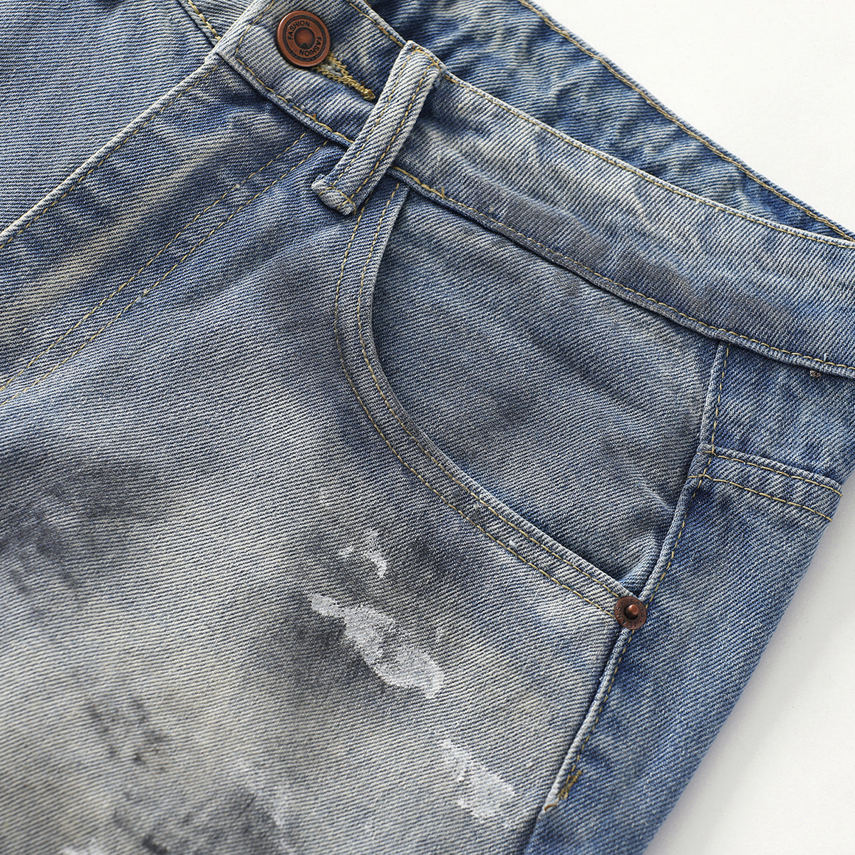 Paint Splatter Distressed Baggy Denim Pants