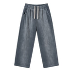 Monkey Wash Ripped Distressed Curved Wide Leg Cotton Sweatpants