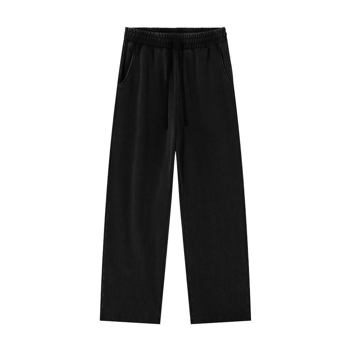 Heavyweight Cotton Washed Distressed Terry Wide‑Leg Pants