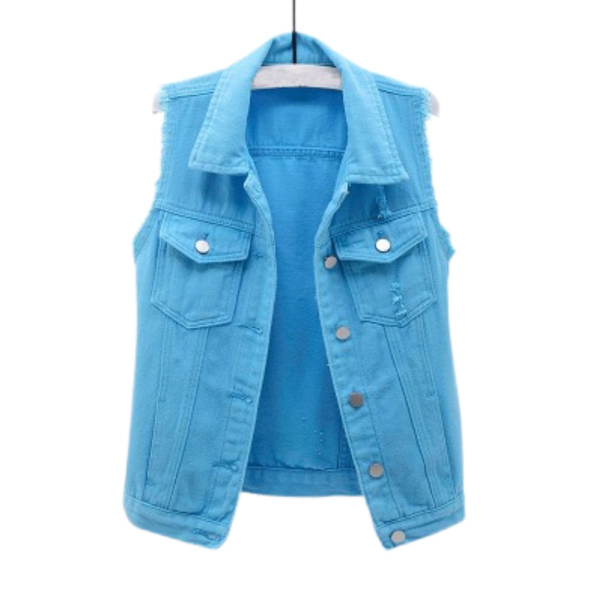 Women's Relaxed Fit Ripped Denim Vest