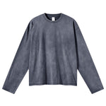 Whisker Wash Frayed Soft Brushed Vintage Long Sleeve Tee