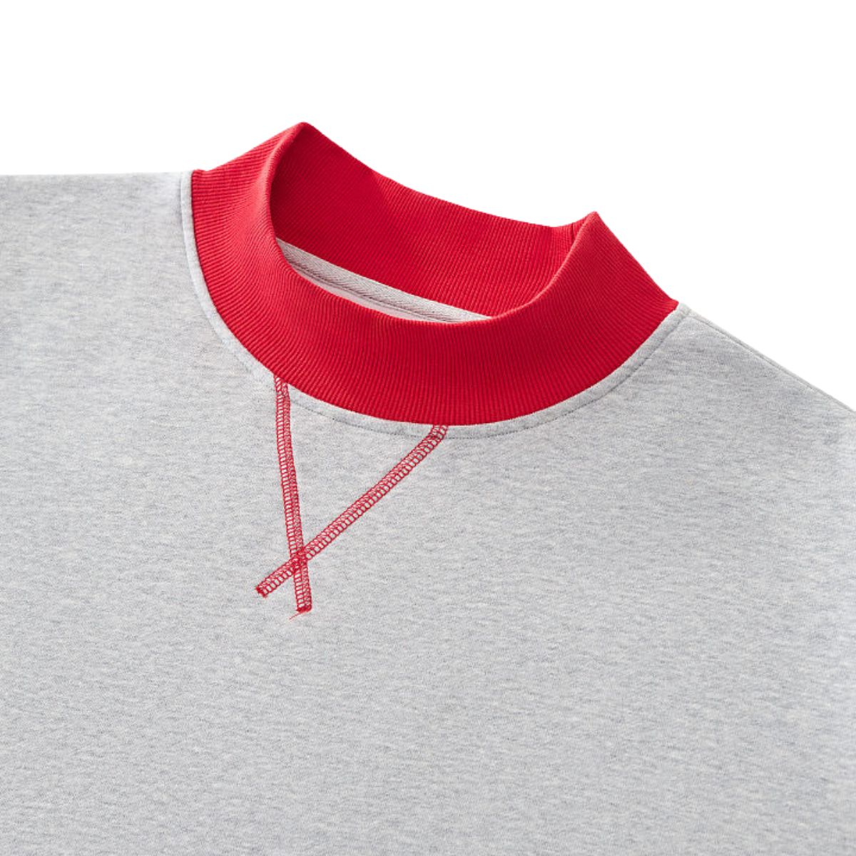 Mock Neck Sweatshirt With Contrast‑Color Stitching