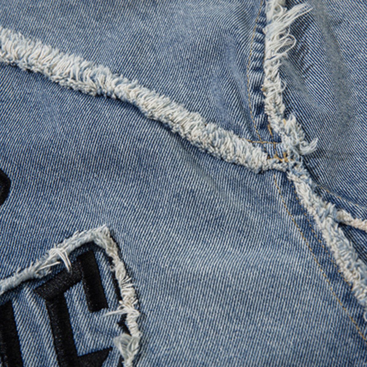 Oversized Stand-up Collar Washed Distressed Denim Jacket