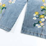 Vintage Slub Embroidered Curved Blade Relaxed Jeans