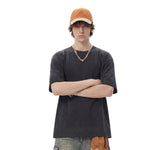 Wax Dyed Distressed Raw Hem Streetwear T Shirt