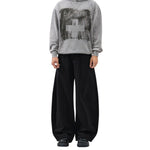 Voluminous Wide‑Leg Twill Casual Pants