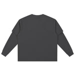 Solid Color Mock Layered Sleeves Sweatshirt