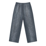 Monkey Wash Ripped Distressed Curved Wide Leg Cotton Sweatpants