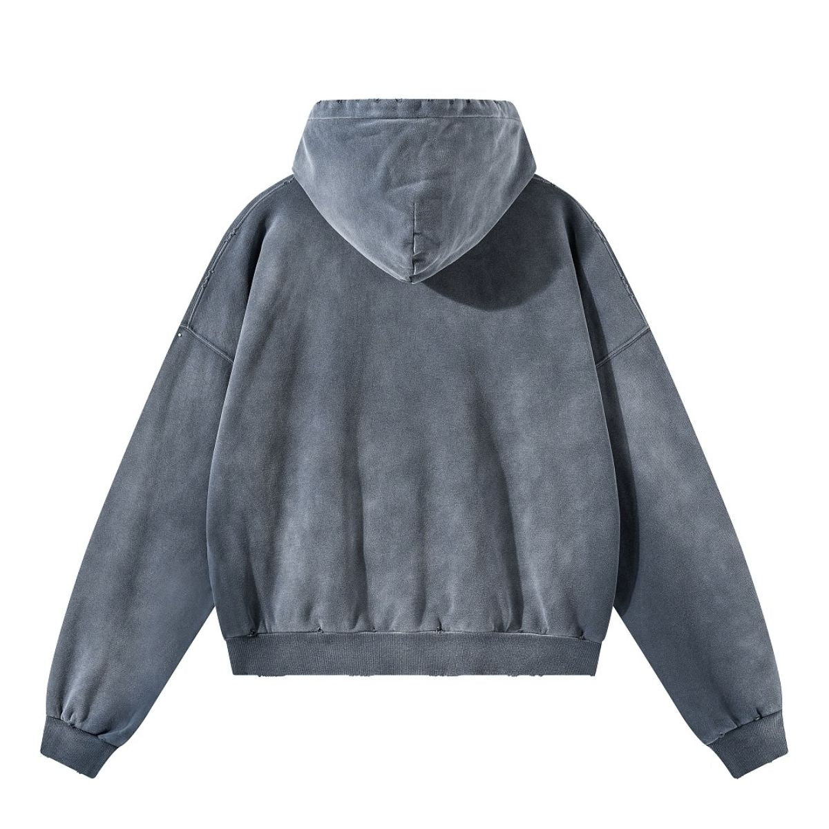Monkey Wash Ripped Distressed Cotton Pullover Hoodie