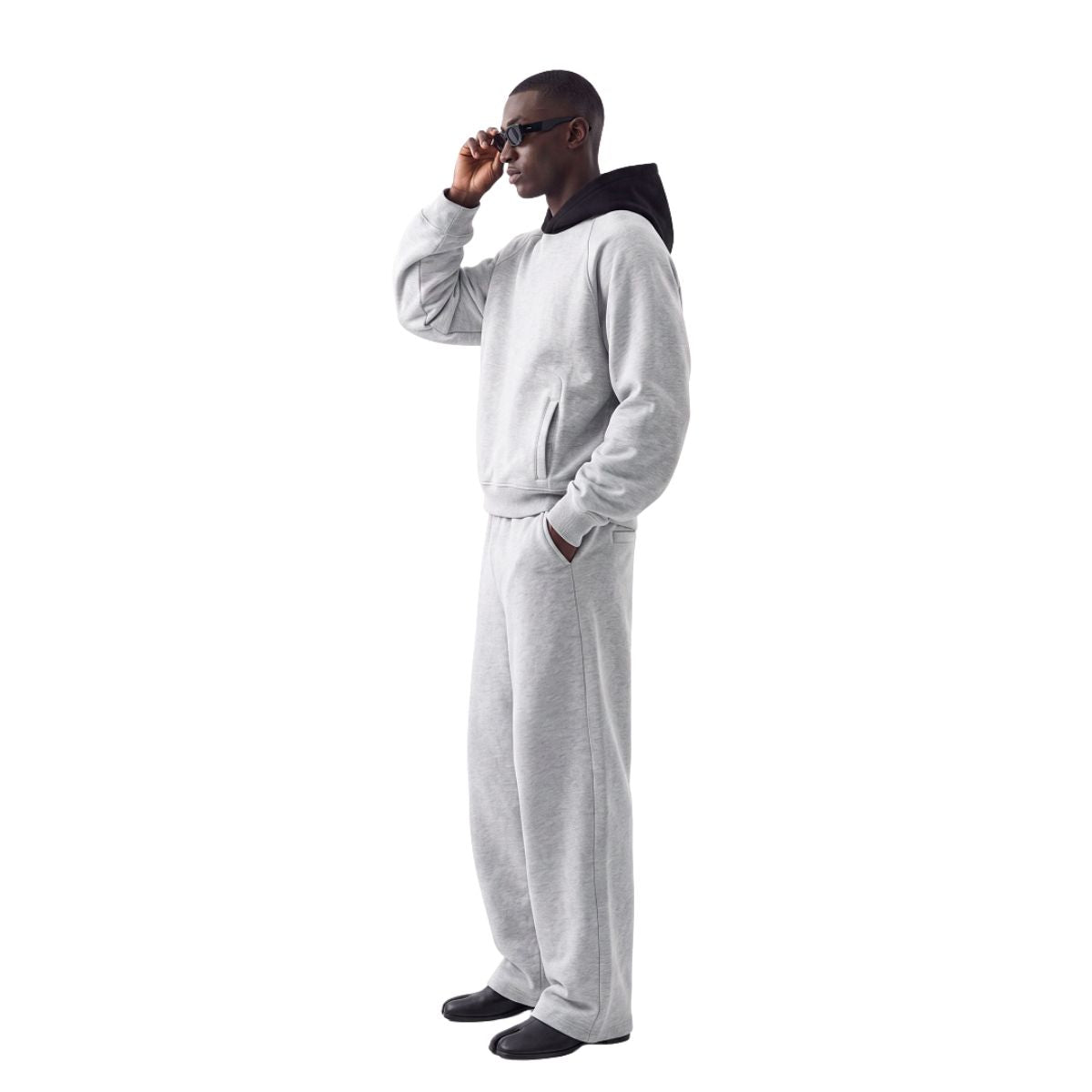 Color‑Blocked Fleece Lined Raglan Retro Loose Hoodie
