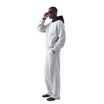 Color‑Blocked Fleece Lined Raglan Retro Loose Hoodie