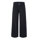 High Waisted Wide Leg Quilted Twill Utility Pants