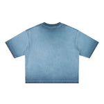 Washed Cotton Boxy Cropped Crew Neck Tee