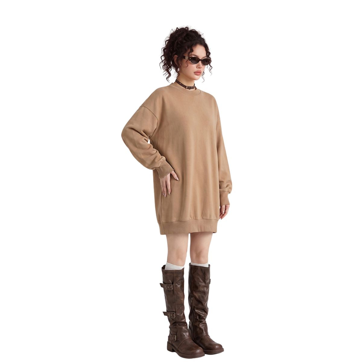 Heavyweight Cotton Washed Vintage Mid‑Length Sweatshirt