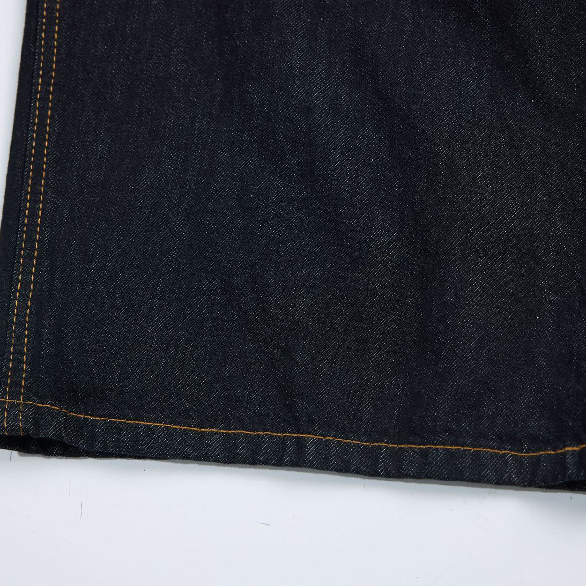 Premium Raw Denim Panel Stitch Wide-Leg Jeans