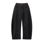 Contrast Stitching Detail Wide Leg Denim Pants