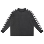 Contrast-Strap Sleeves Cotton Sweatshirt